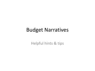 Budget Narratives