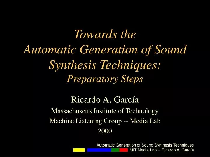 towards the automatic generation of sound synthesis techniques preparatory steps