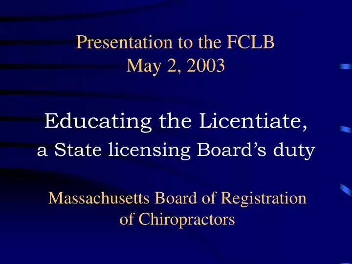 presentation to the fclb may 2 2003