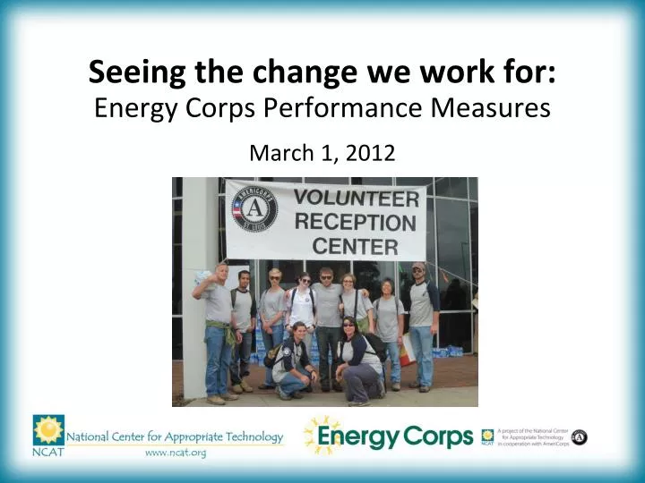 seeing the change we work for energy corps performance measures