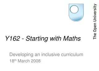 Y162 - Starting with Maths