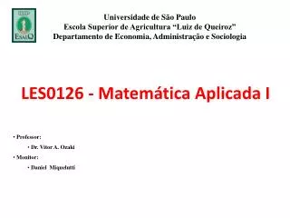 LES0126 - Matemática Aplicada I