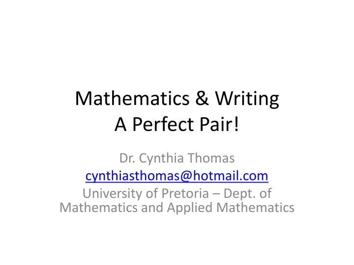 mathematics writing a perfect pair