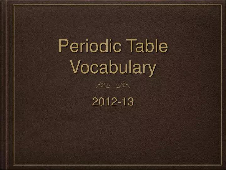 periodic table vocabulary