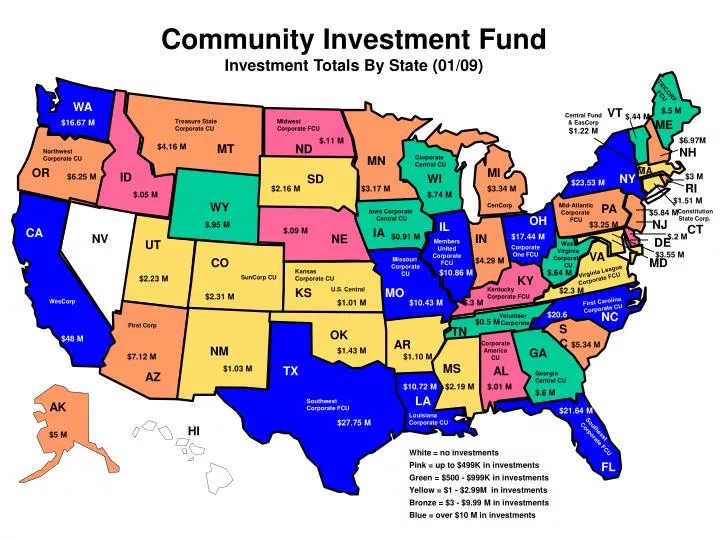 community investment fund investment totals by state 01 09