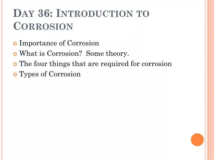 day 36 introduction to corrosion