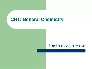 CH1: General Chemistry
