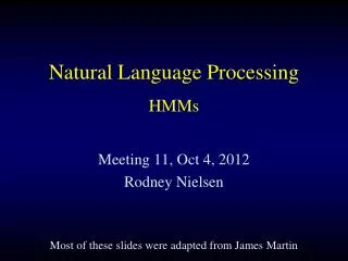 Natural Language Processing HMMs