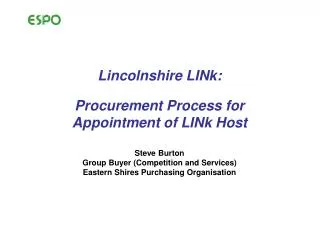 Lincolnshire LINk: Procurement Process for Appointment of LINk Host