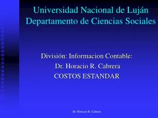 Universidad Nacional de Luján Departamento de Ciencias Sociales
