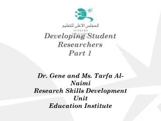 Developing Student Researchers Part 1