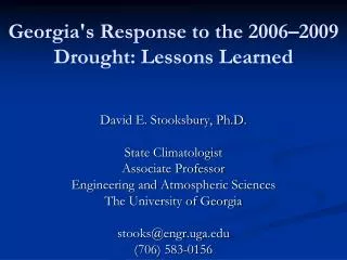 Georgia's Response to the 2006–2009 Drought: Lessons Learned