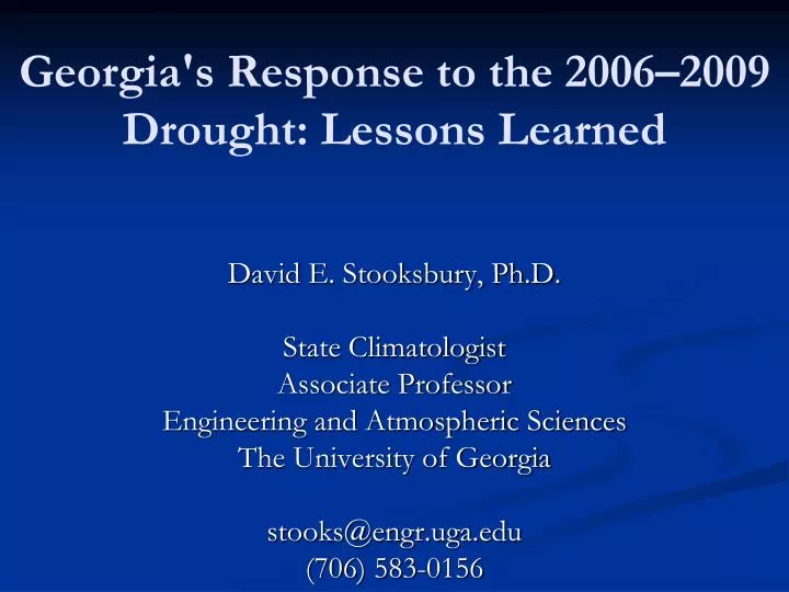 georgia s response to the 2006 2009 drought lessons learned