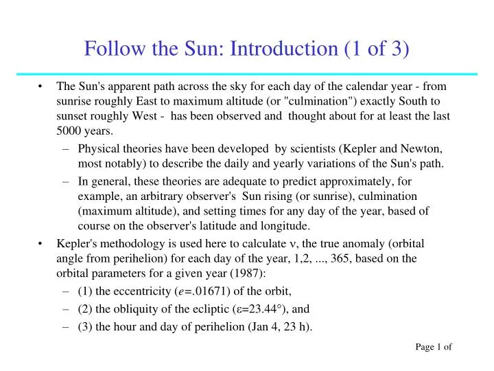 follow the sun introduction 1 of 3