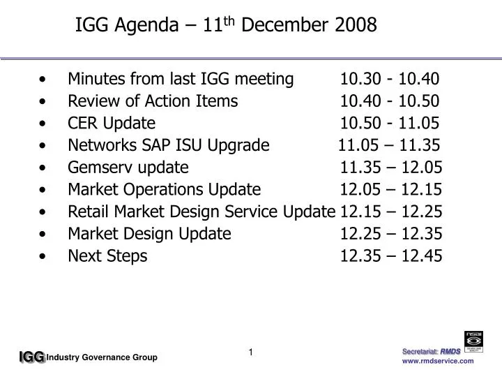 igg agenda 11 th december 2008