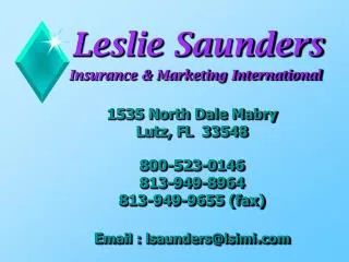 Leslie Saunders Insurance &amp; Marketing International