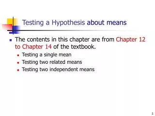 Testing a Hypothesis about means