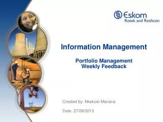 Information Management Portfolio Management Weekly Feedback