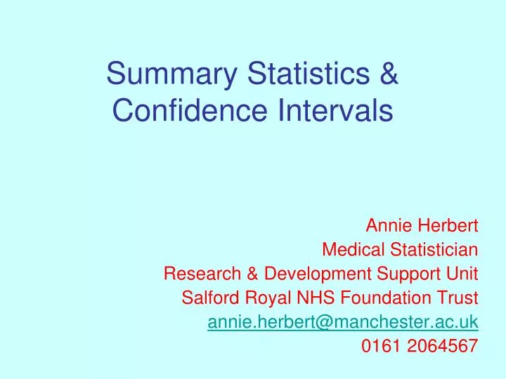 summary statistics confidence intervals