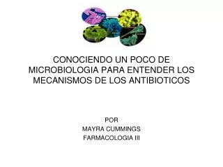 CONOCIENDO UN POCO DE MICROBIOLOGIA PARA ENTENDER LOS MECANISMOS DE LOS ANTIBIOTICOS