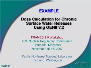 EXAMPLE Dose Calculation for Chronic Surface Water Releases Using GENII V.2