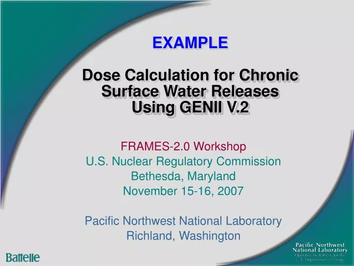 example dose calculation for chronic surface water releases using genii v 2