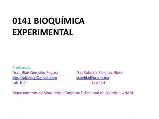 0141 Bioquímica Experimental