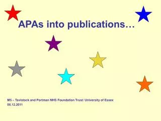 APAs into publications…