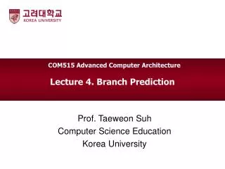 Lecture 4. Branch Prediction
