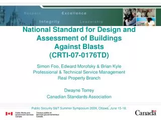 National Standard for Design and Assessment of Buildings Against Blasts (CRTI-07-0176TD)