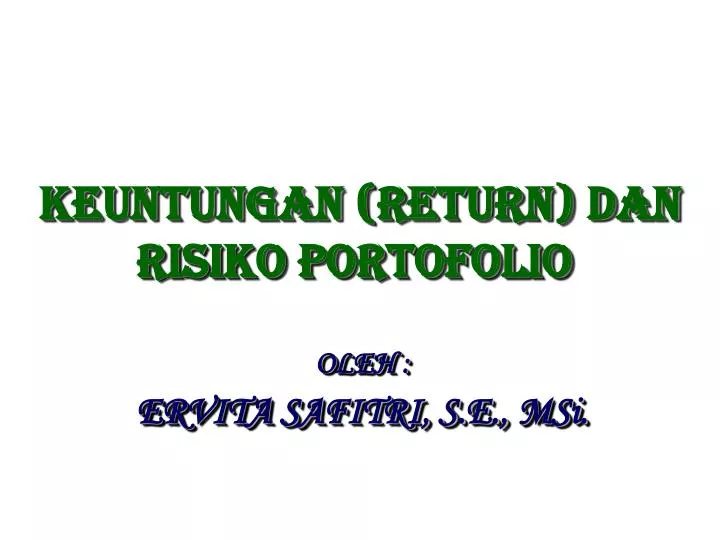 keuntungan return dan risiko portofolio