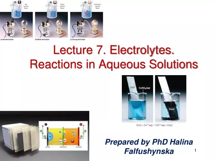 lecture 7 electrolytes reactions in aqueous solutions
