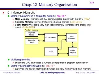 Chap. 12 Memory Organization