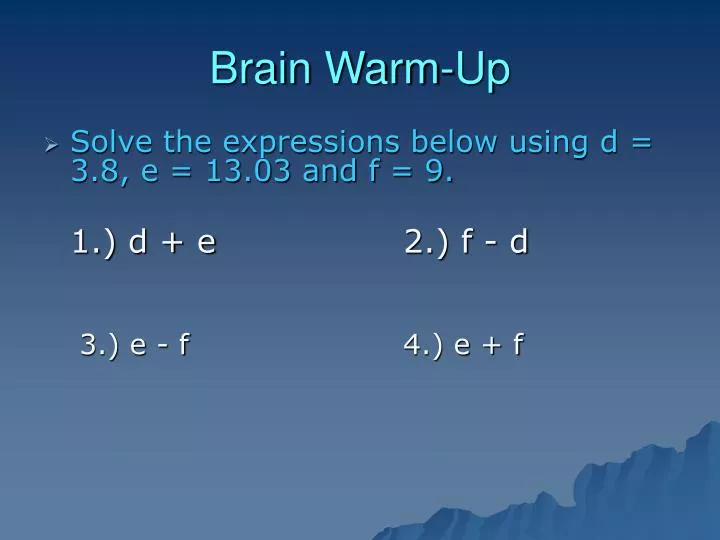 brain warm up