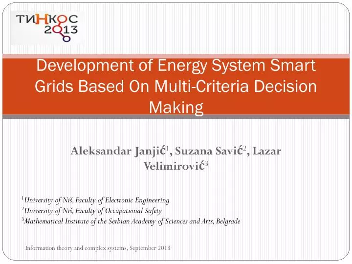 development of energy system smart grids based on multi criteria decision making