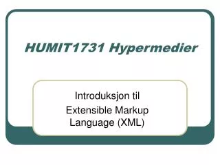 HUMIT1731 Hypermedier