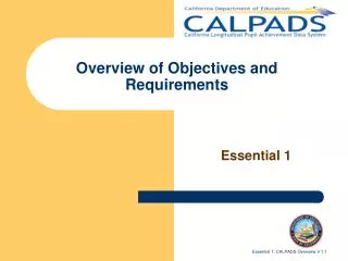 Overview of Objectives and Requirements