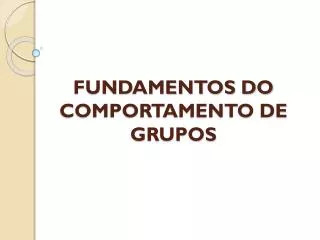 FUNDAMENTOS DO COMPORTAMENTO DE GRUPOS