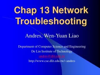 Chap 13 Network Troubleshooting