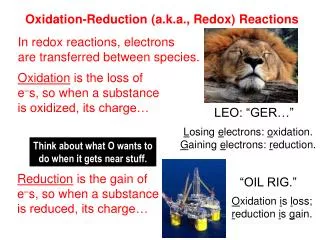 Oxidation-Reduction (a.k.a., Redox) Reactions
