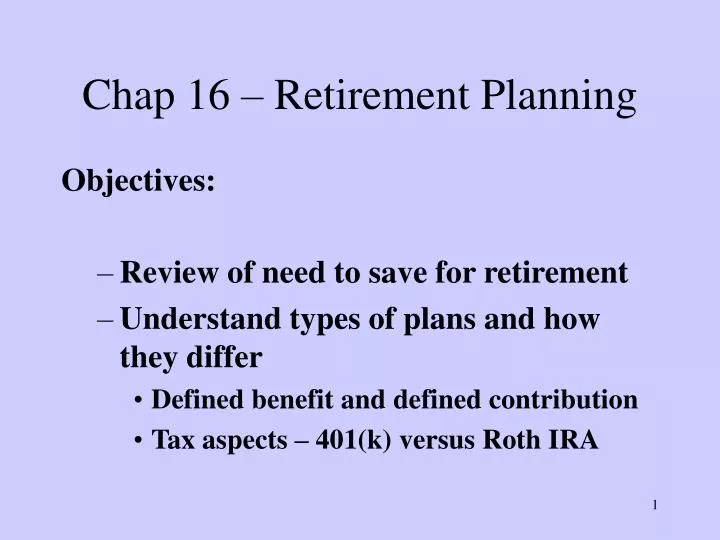 chap 16 retirement planning