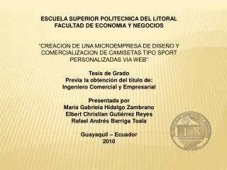 ESCUELA SUPERIOR POLITECNICA DEL LITORAL FACULTAD DE ECONOMIA Y NEGOCIOS