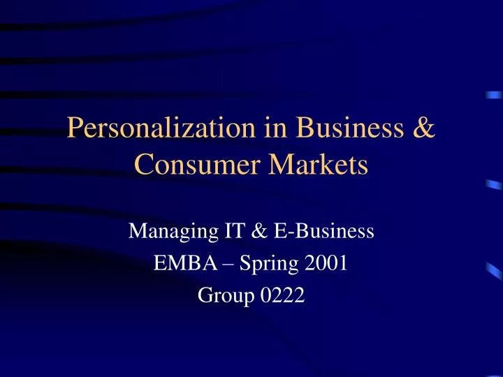 personalization in business consumer markets