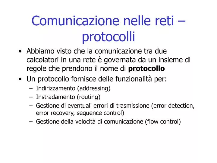 comunicazione nelle reti protocolli