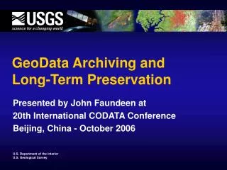 GeoData Archiving and Long-Term Preservation