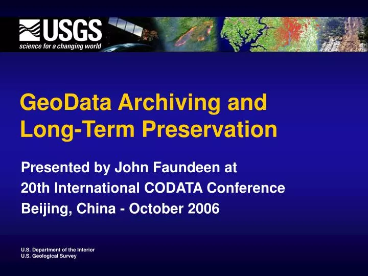 geodata archiving and long term preservation