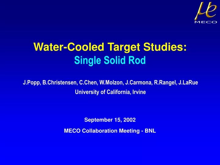 water cooled target studies single solid rod