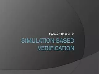 Simulation-Based Verification