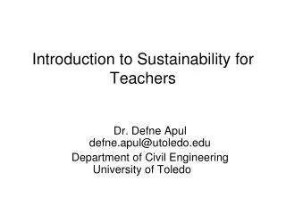 Introduction to Sustainability for Teachers