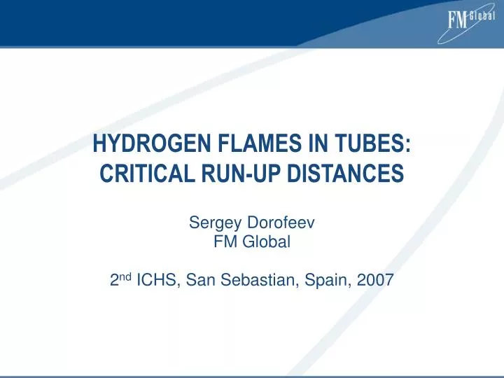 hydrogen flames in tubes critical run up distances